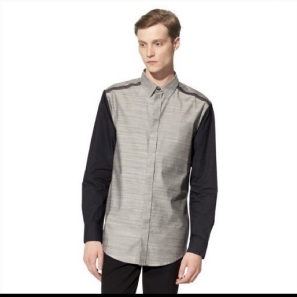 NWT 3.1 Phillip Lim Gray/Black Button Down Sz SM - Picture 12 of 13